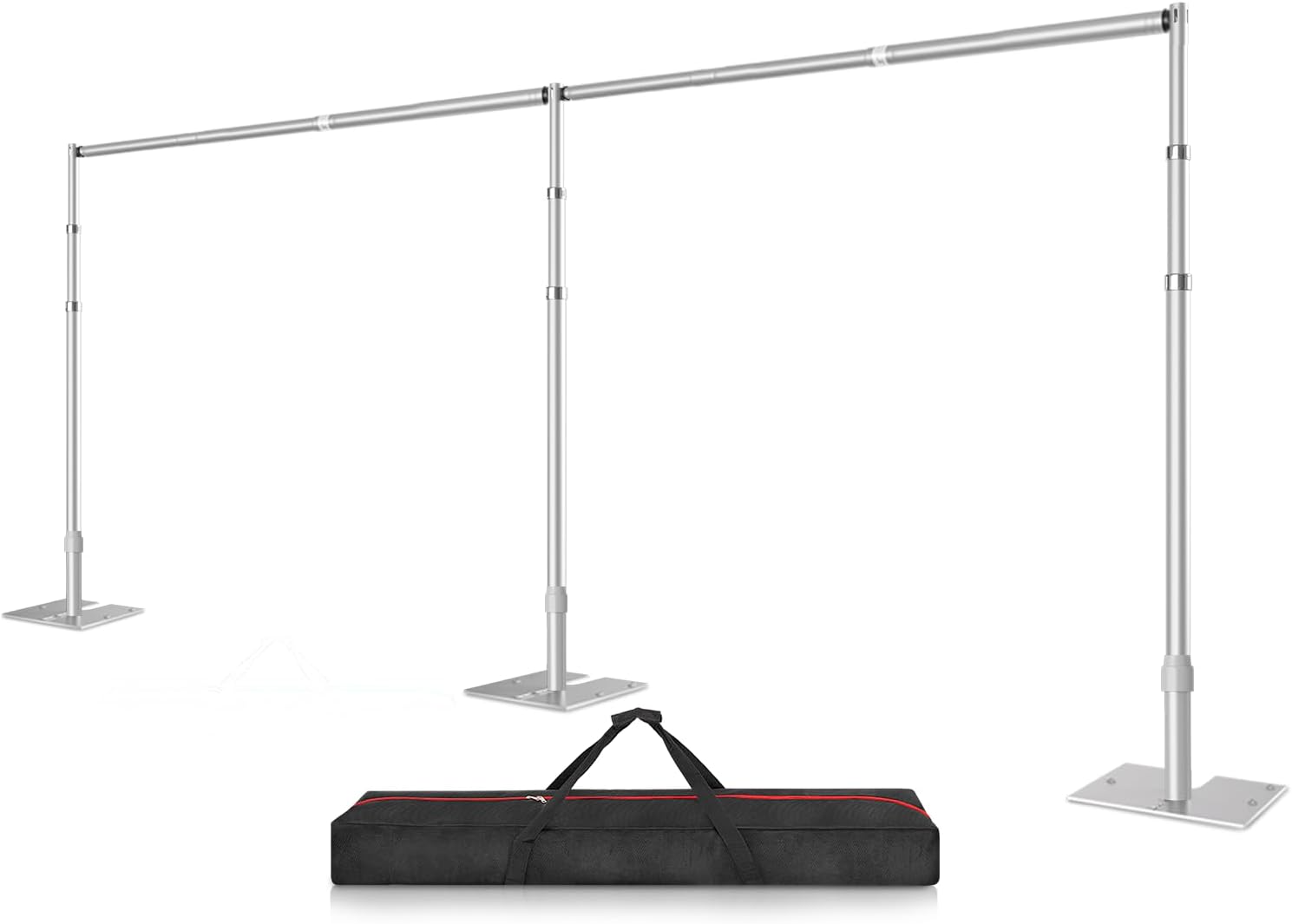 10x20 Pipe and Drape Stand Kit, Heavy Duty Backdrop Stand Adjustable, Sturdy Metal Back Drop Decoration Frame with Flat Base for Parties, Flower Wall, Wedding, Event,Trade Shows, Photo Shoot