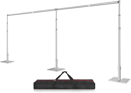 10x20ft Heavy Duty Backdrop Stand, Pipe and Drape Stand, Silver