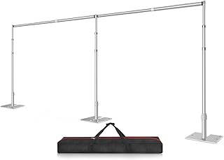 10x20 Pipe and Drape Stand Kit, Heavy Duty Backdrop Stand Adjustable, Sturdy Metal Back Drop Decoration Frame with Flat Base for Parties, Flower Wall, Wedding, Event,Trade Shows, Photo Shoot