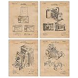 Vintage Classic Camera Patent Prints, Set of 4 (8x10) Unframed Photos, Wall Art Decor Gifts Under 20...
