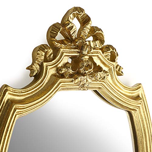 Juxyes Antique Gold Resin Frame Decorative Wall Mirror Makeup Mirror, Vintage Cosmetic Mirror With Golden Frame, Elegant European Wall Hanging Dressing Mirror Decor For Bathroom Bedroom #TOP3