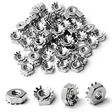 MroMax 6#-32 K-Lock Nuts, UNC Silver Zinc Plated Carbon Steel Keps Lock Nuts for Hardware Fastening Accessories in Machinery, Furniture, Electrical Appliances, 100Pcs