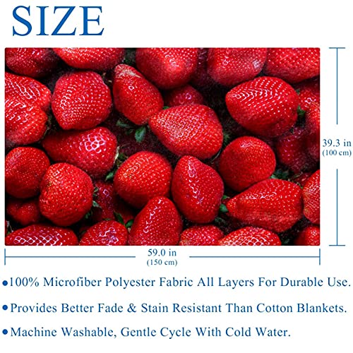 Couverture douce et chaude avec imprimé fraises pour lit et canapé