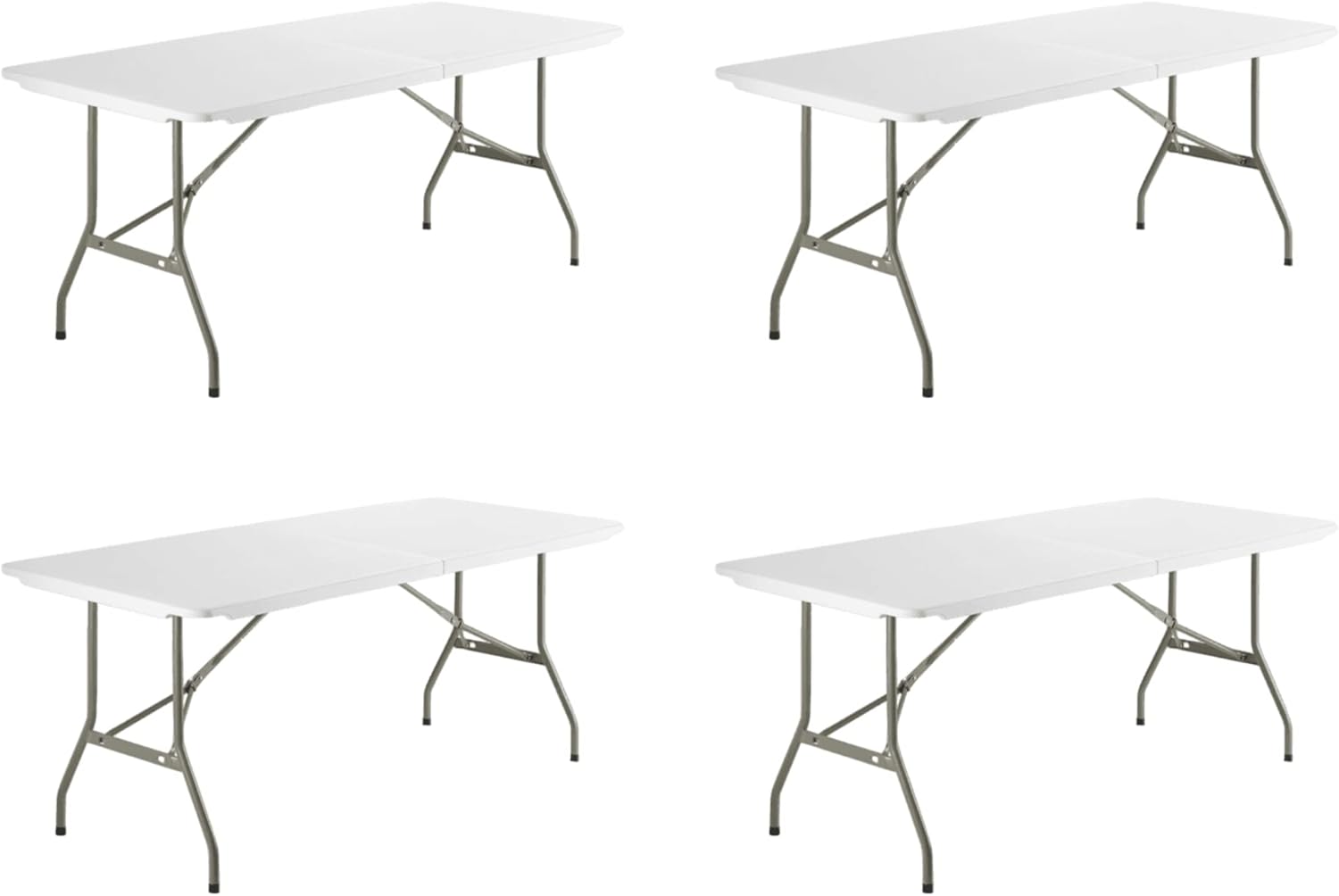 4 Pack 6' HeavyDuty Granite White Plastic BiFolding Table