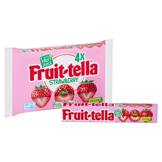 Fruitella Strawberry | Fruitella Candy | Fruittella | Fruitella Sweets | Pack of 4 Rolls | 5.78 Ounce Total