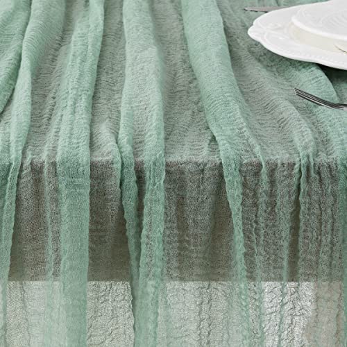 Linxtar Sage Cheesecloth Table Runner 10Ft Rustic Gauze Table Runner Vintage Wrinkled Sheer Cheese Cloth Table Runner For Dinner Table Bohemian Wedding Baby Bridal Shower Picnic Party Decorations #TOP2