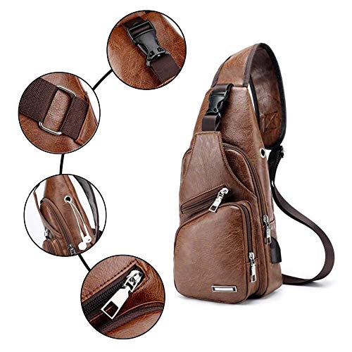 Bolsa Transversal Mensageiro Carteiro Usb Impermeável Cor:Marrom