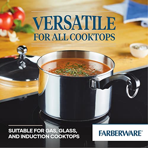 Image of Farberware Classic Series Stainless Steel Sauce Pan with Lid, 3-Quart, Stainless Steel Pans, Induction Cookware