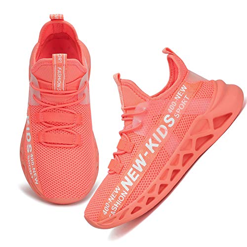 Nihaoya Boys Sneakers Kids Shoes Boys/Girls Tennis Shoes Breathable Athletic Running Shoes for School Pink Size 11 Little Kid