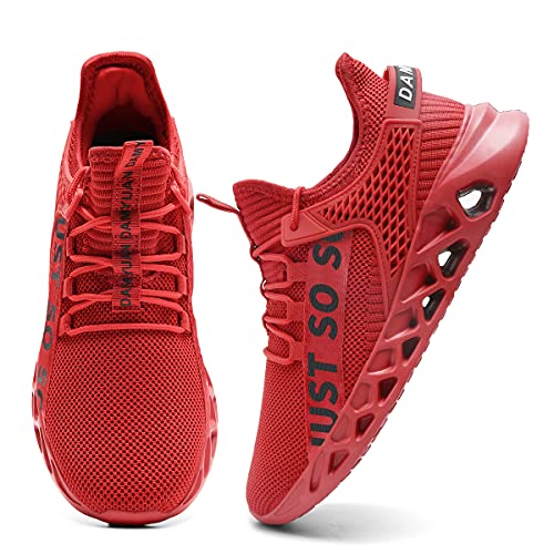 Yytlch Mens Running Shoes Fashion Sneakers Athletic Gym Casual Breathable Walking Tennis Cross Training Sport Blade Shoes Red