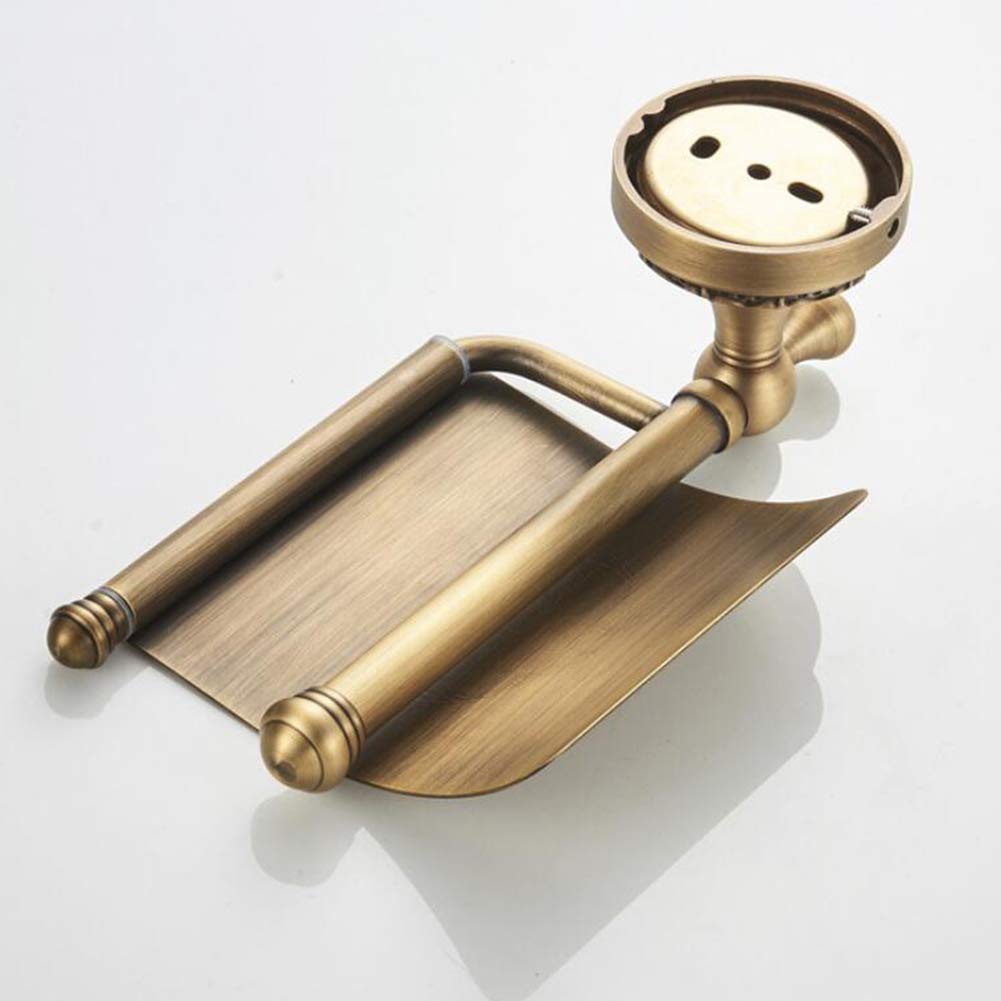 Antik Toilettenbürstenhalter mit Bürste und Keramik Becher WC-Bürstenhalter Klobürstenhalter aus Messing - zur Wandmontage Bohren