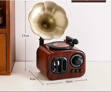 MR Retro Gramofon Şeklinde Müzik Kutusu Nostaljik Ahşap Görünümlü Gramofon Müzik Kutusu
