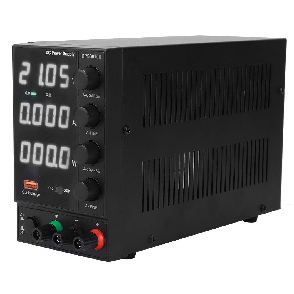 Walfront DPS3010U Fuente de Alimentación de DC Salida de Fuente de Alimentación Ajustable 30V 10A USB Carga Rápida Fuente de Alimentación de Mantenimiento para Reparación(EU Plug 220V)