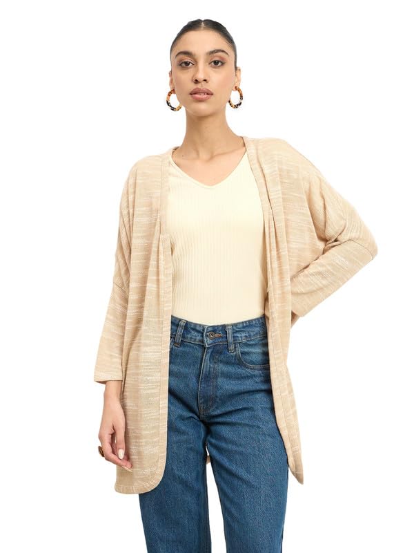 Tapioca Beige Longline Open Front Shrug