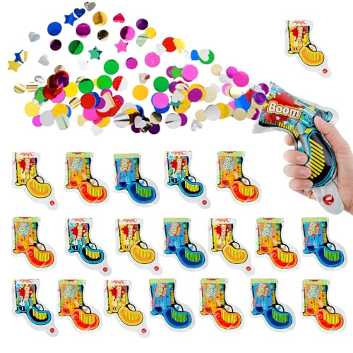 20 Cañones de Confeti para Fiestas y Bodas - Mini Tiradores con Papel Brillante - Bombas y Pistolas de Cumpleaños