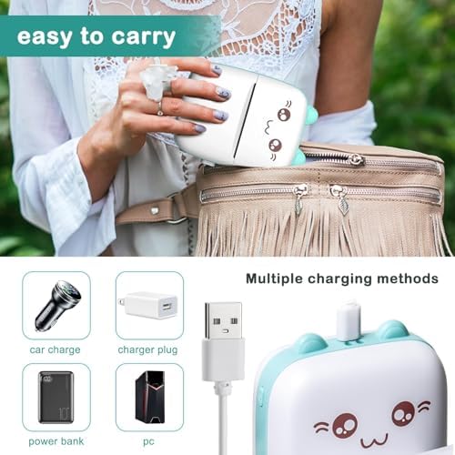 Image of Crackles Mini Bluetooth Thermal Printer, Portable Label Printer Inkfree Printer for Android & iOS System, Black on White Thermal Printer- Random Colour