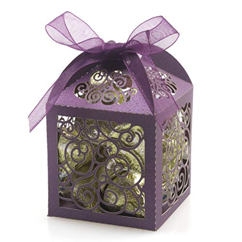 image for KPOSIYA 100 Pack Wedding Favor Boxes Laser Cut Boxes Party Favor Box S
