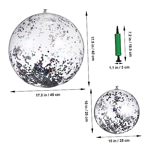 Toyvian 2 Pcs Inflatable Beach Balls with Sequins Easy to Inflate Pool for Summer Parties Durable Material for Fun The Sun and Activities