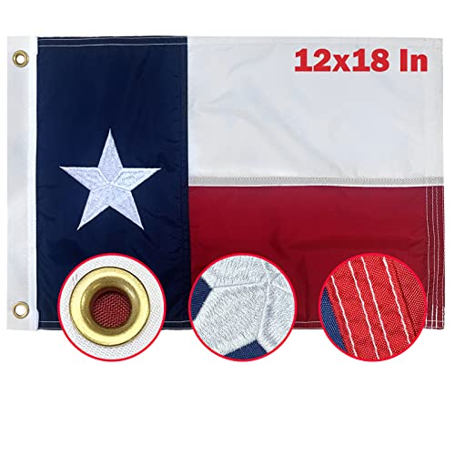 Topflags Texas Boat Flag 12X18 American Texas Flags For Boat Cabin Flags,Yacht Nautical Flag Nylon Flags With Sewn Stripes And 2 Brass Grommets Water-Resistant #TOP10