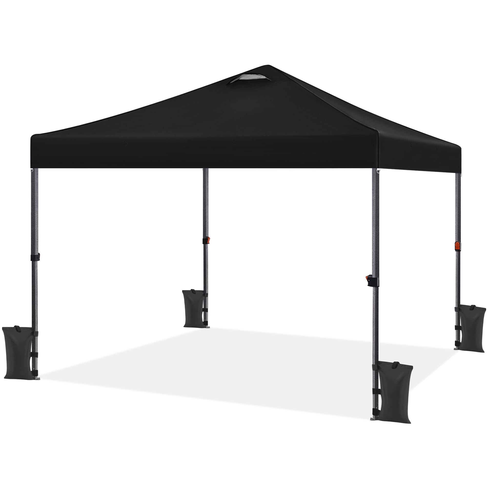 Yaheetech 10x10 Pop up Canopy Tent, Commercial 150D Silver Coated Fabric Outdoor Instant Tent w/Wheeled Bag, 4 Sandbags, 8 Stakes & 4 Ropes for Parties, Camping, Beach, Black