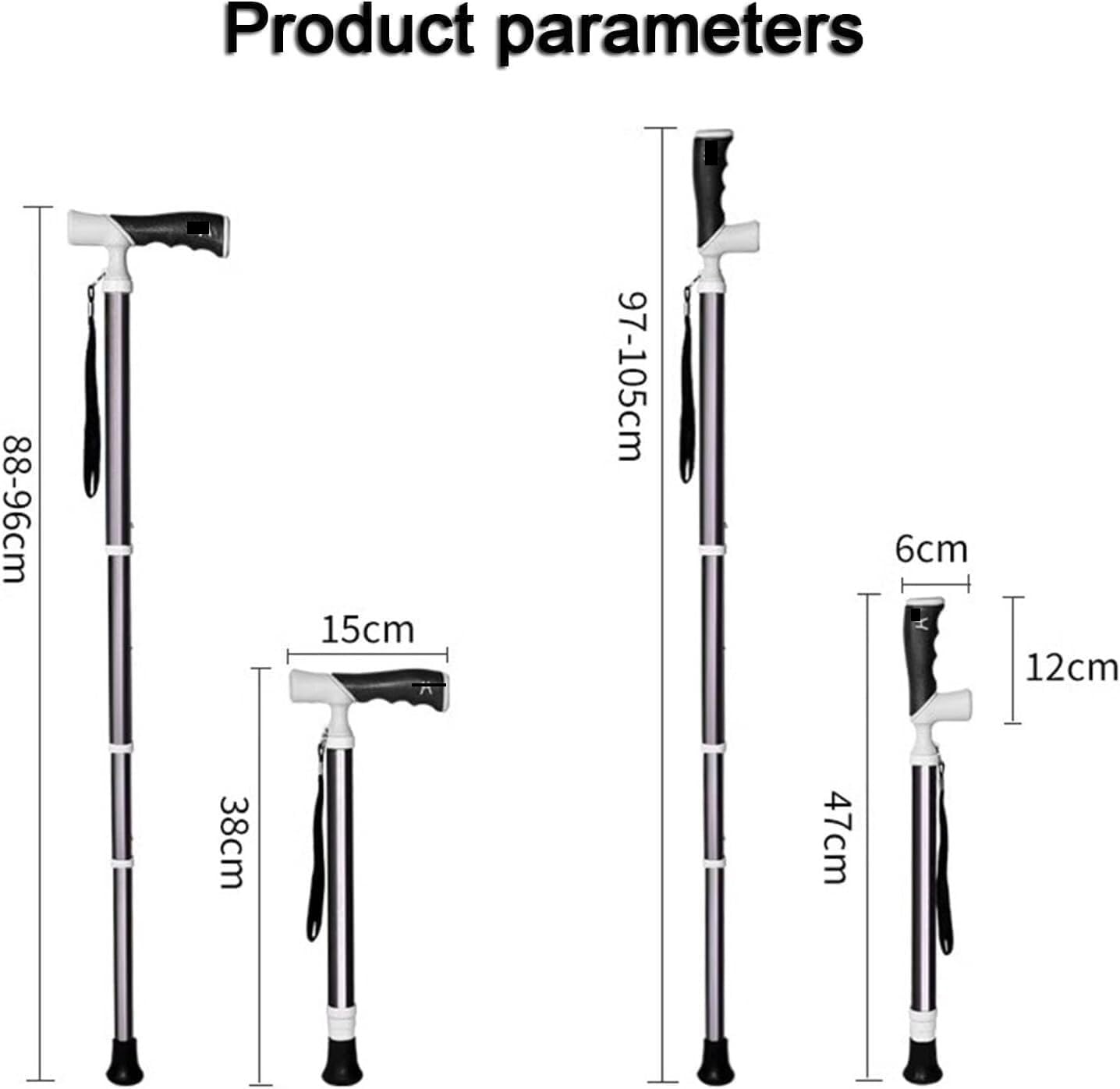 Bastón Plegable for Ciegos, Ajustable en Altura, Wonderful, 105 cm (41 Pulgadas), telescópico, for Senderismo, for Personas Mayores y montañeros.