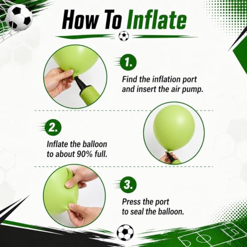 Image of Green Soccer Balloons, Green Black and White Football Theme Balloons with 4D Foil Football Balloon for Boys Kids Soccer Birthday Sports Themed Baby Shower Graduation Party Decorations