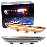 iJDMTOY Semi-Clear Lens Amber Full LED Strip Bumper Reflector Replace Side Marker Light Kit Compatible with BMW E46 2004-2006 LCI/Facelift 325CI 330CI 2-Door, Replace OEM Amber Front Reflex