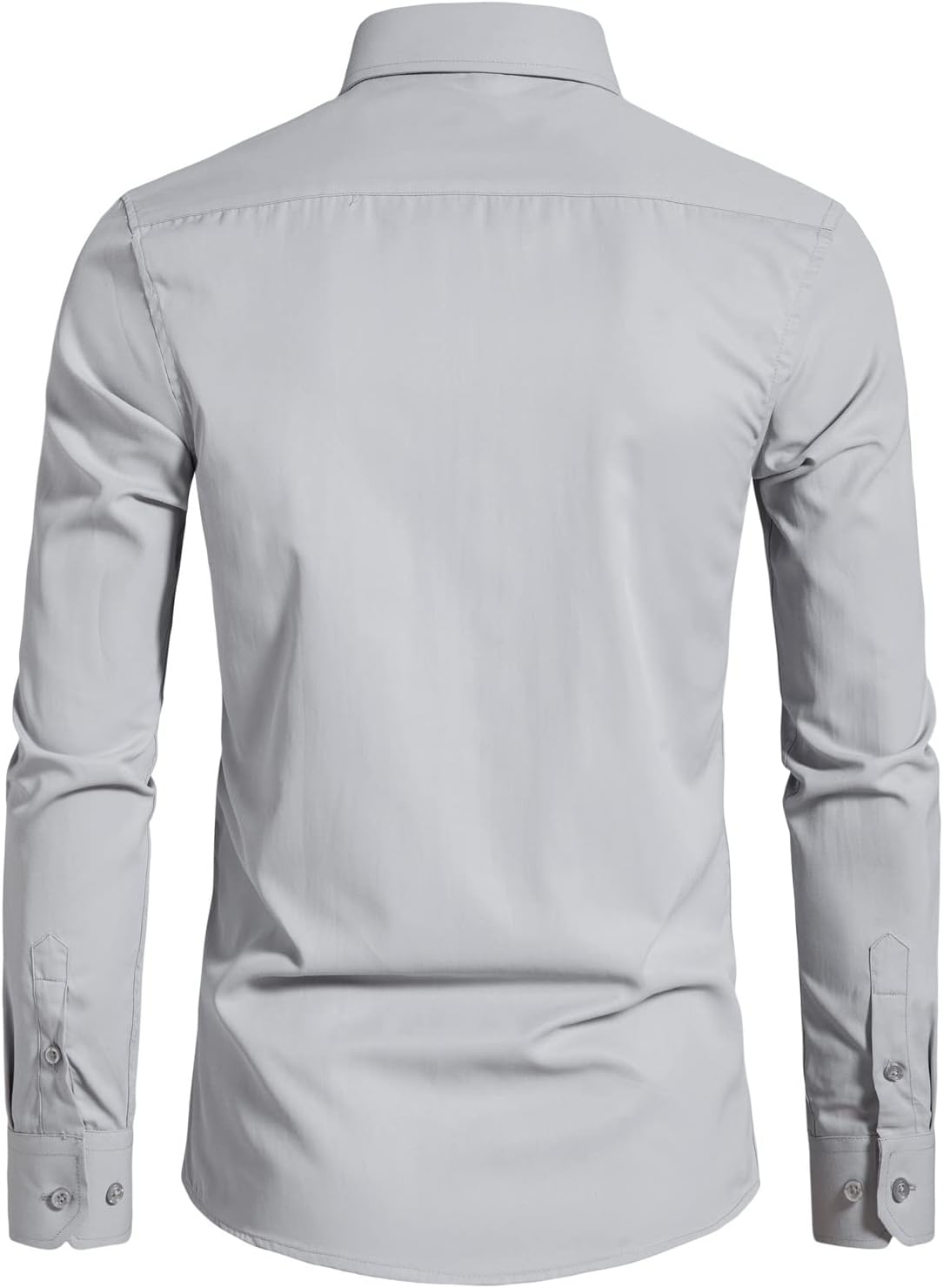 Men's Long Sleeve Button Up Shirts Solid Slim Fit Casual Business Formal Dress Shirt - Image 2