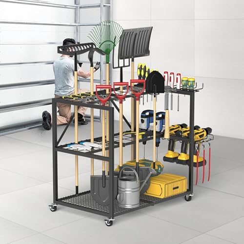 Support à Outils en Métal Robuste avec Étagères et Roulettes - 2
