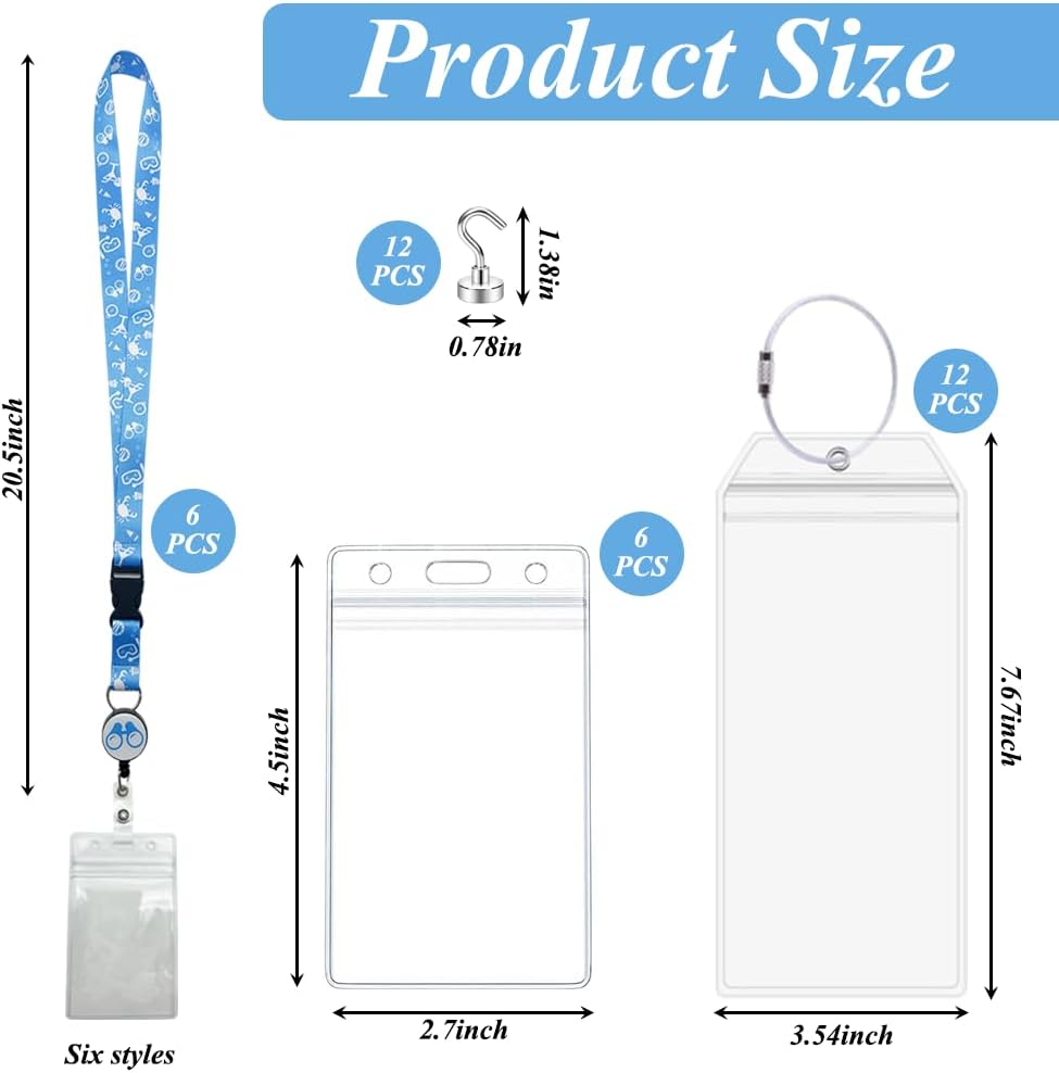 DAYUMKOU 6 Set Cruise Luggage Tags with Detachable Cruise Lanyard for Ship Cards Include Hooks, Luggage Tag Holders for Carnival Cabins Cruise Essentials