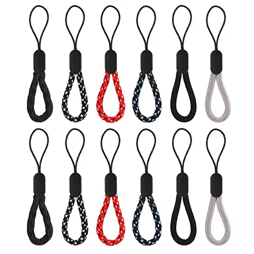 Cobee Finger Lanyard 4.72inch Adjustable Wrist Neck Lanyards Nylon Finger Strap Portable for Mobile Phone Camera Keys USB Flash Drives (6 Colors 12 Pcs)