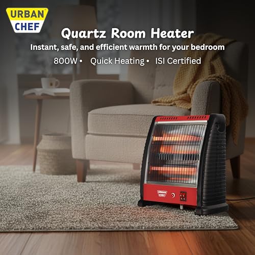 Image of Urban Chef Quatrz Room Heater For Bedroom in Winter 800W| Electric Room Heaters Home For indoor Use | Blower /Fan Heater | 2Rods Multi Mode, Long Lasting Quick Heating | ISI Certified |1 Year Warranty