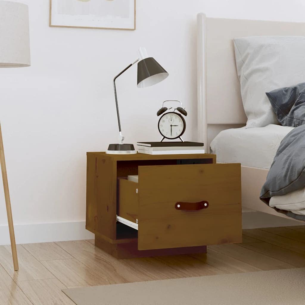 Elegante Nachttische aus massivem Kiefernholz mit Schublade und robuster Oberplatte für stilvollen Stauraum im Schlafzimmer