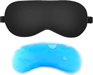 اقنعة نوم ساطعة مع حشو جل تبريد للاسترخاء، اشرطة مرنة لحجب الضوء اثناء النوم والسفر والعمل والقيلولة - تتضمن حشو جل حراري (5)