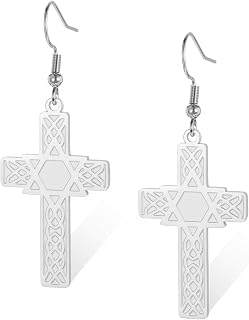 Cross Earrings for Women Stainless Steel Celtic Cross with Bible Verse Dangle Drop Earrings Lightweight Trendy Jewelry