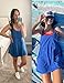 LTSCNRM Women's Hot Shot Mini Dress Athletic Sleeveless Summer Built-in Shorts V Neck Spaghetti Straps Workout Sundress(Bluegrey-S)