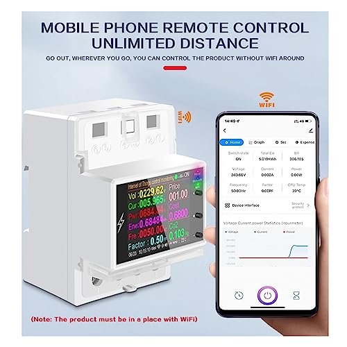Smart switch Din rail DELURA 100A WiFi moniteur Kwh