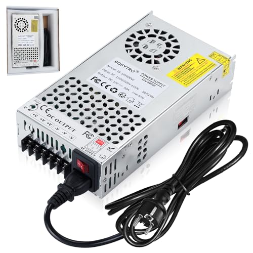 BOSYTRO Mejorada Fuente de Alimentación 12V 50A 600W Transformador 220v a 12v Fuente Alimentación Conmutada para Tiras de LED, CCTV, Radio, Cámara, con Cable de Alimentación