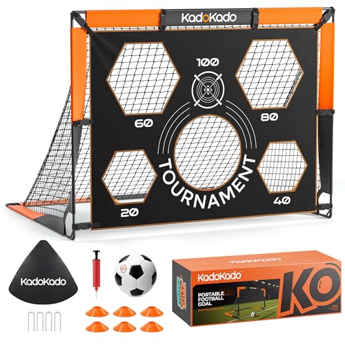 KADOKADO But de Football pour Enfant 120 x 90 cm avec Sacs de Transport, buts de Football pour Jardin, extérieur, buts Pop-up avec Barres en Fibre de Verre...