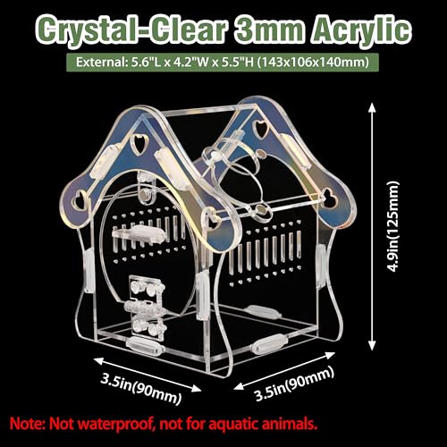 Image of Jumping Spider Enclosure Kit, Acrylic Habitat with Magnetic Door, 3.5 inch L x 3.5 inch W x 4.9 inch H, for Jumping Spiders, Tarantulas, Mantis, Beetles