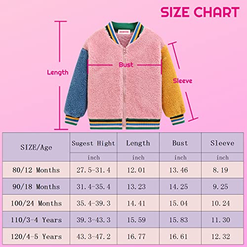 Jeskids Toddler Girls Boys Fleece Hoody Jacket Zip Up Teddy Coat Warm Winter Outwear Pink Baseball #TOP6