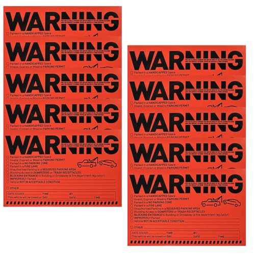 KPFILEH Parking Violation Sticker Decal, Adhesive Car Window Fluorescent Labels, Private Warning Tow Stickers, Universal Vehicle Parking Violation Notice Tag for Most Vehicles(10PCS)