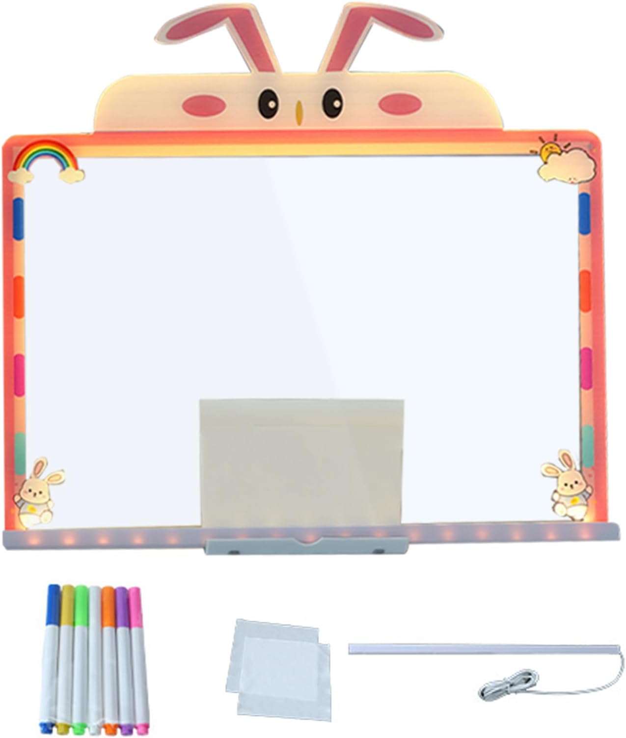 LED Note Board, Kids Doodle Pad, Glow Drawing Tablet with 7 Color Pens, Light Up Art Board, Writing and Sketching Screen with Adjustable Stand, Creative Toy for Birthday Home School Classroom