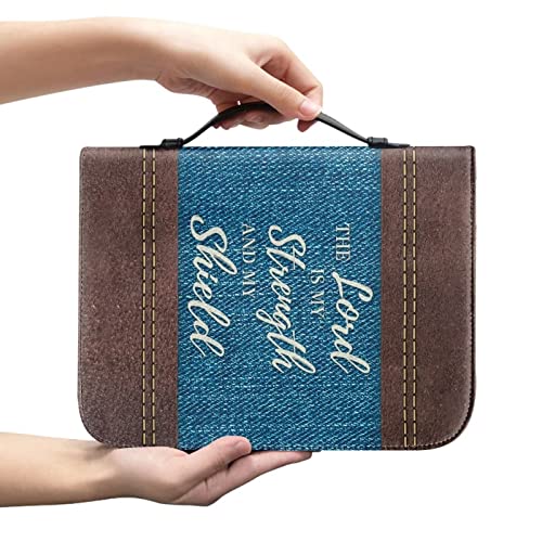 Image of Verse Bible Cover for Women and Men, Leather Bible Carrying Book Case Kids Church Bag, Bible Tote Bag for Protective with Pen Slots and Pocket