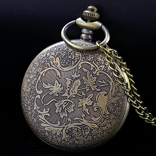 Image of Dragon Design Quartz Pocket Watch Roman Numerals with Chain Birthdays Gifts for Father's Days