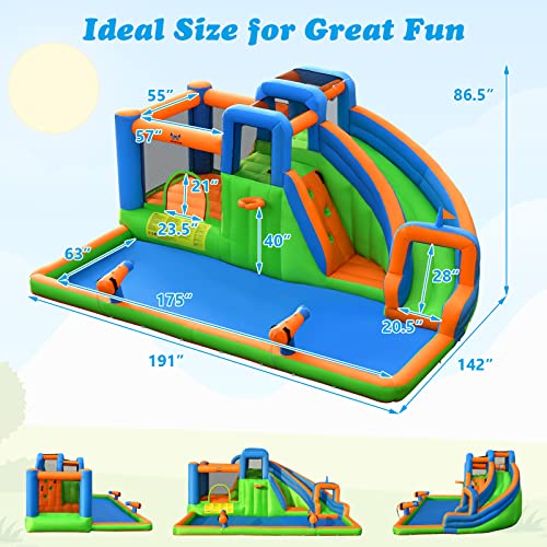 BOUNTECH Inflatable Water Slide, Kids Water Park Jump Castle w/Large Splash Pool, 2 Climbing Walls & Cannons, Water Slides Inflatables for Kids, Backyard Outdoor Water Slide Bounce House with Blower - Image 3