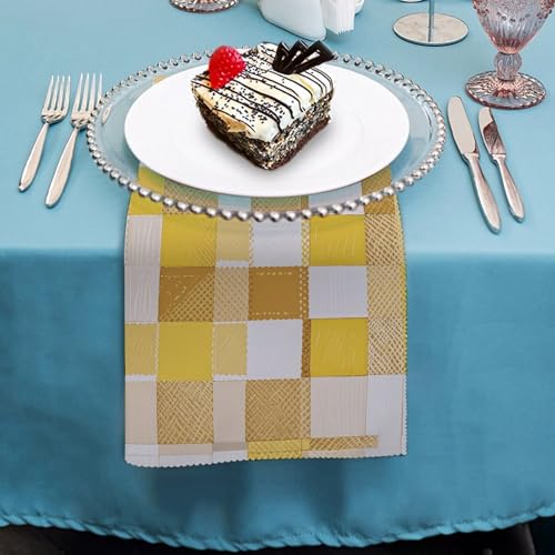 Servilletas de Tela Cuadradas Blancas y Amarillas Pack 4 miniatura 4