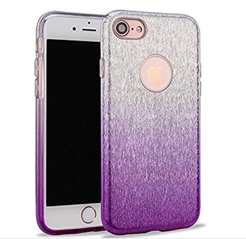Galaxy J7 Case,Inspirationc 3 Layer Hybrid Semi-transparent Soft Bling Crystal Diamond Cover Case for Samsung Galaxy J7 2016--Silver and Purple