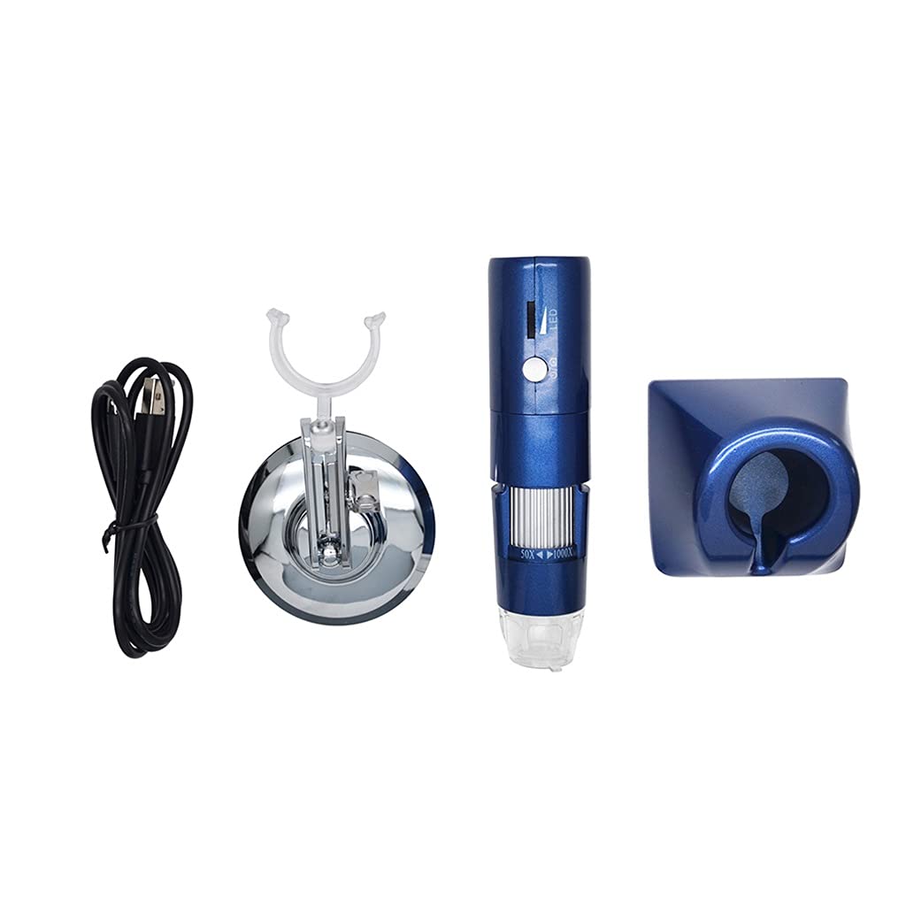 Microscopio Digital con Zoom, Lupa Led Portátil De 1000 Aumentos, Microscopio Recargable para Teléfono Y Tableta.,Blue