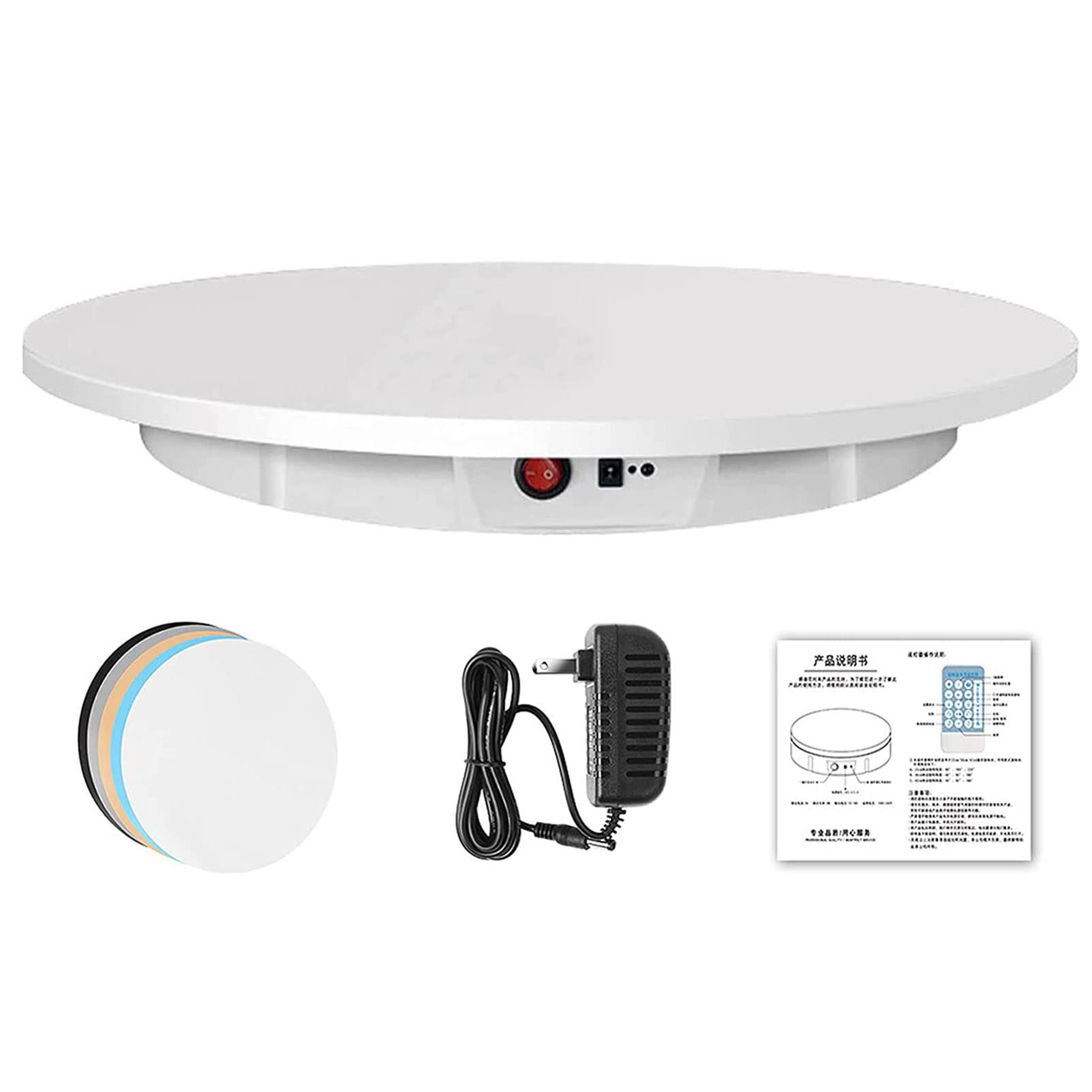 Tocadiscos eléctrico giratorio de 360 grados para fotografía, expositor automático de joyas, expositor de tartas de boda, color blanco, 42 cm (blanco 60 cm)